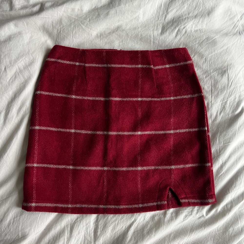 PLAID WOVEN MINISKIRT Soft, Red Size SMALL
